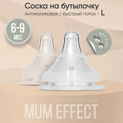 Соска для бутылочки из силикона Paomma, 2 шт, Прозрачный