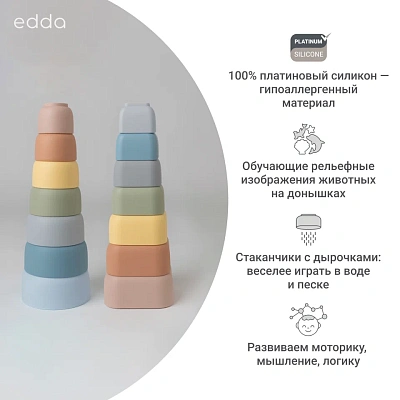 Игрушка пирамидка-стаканчики Edda