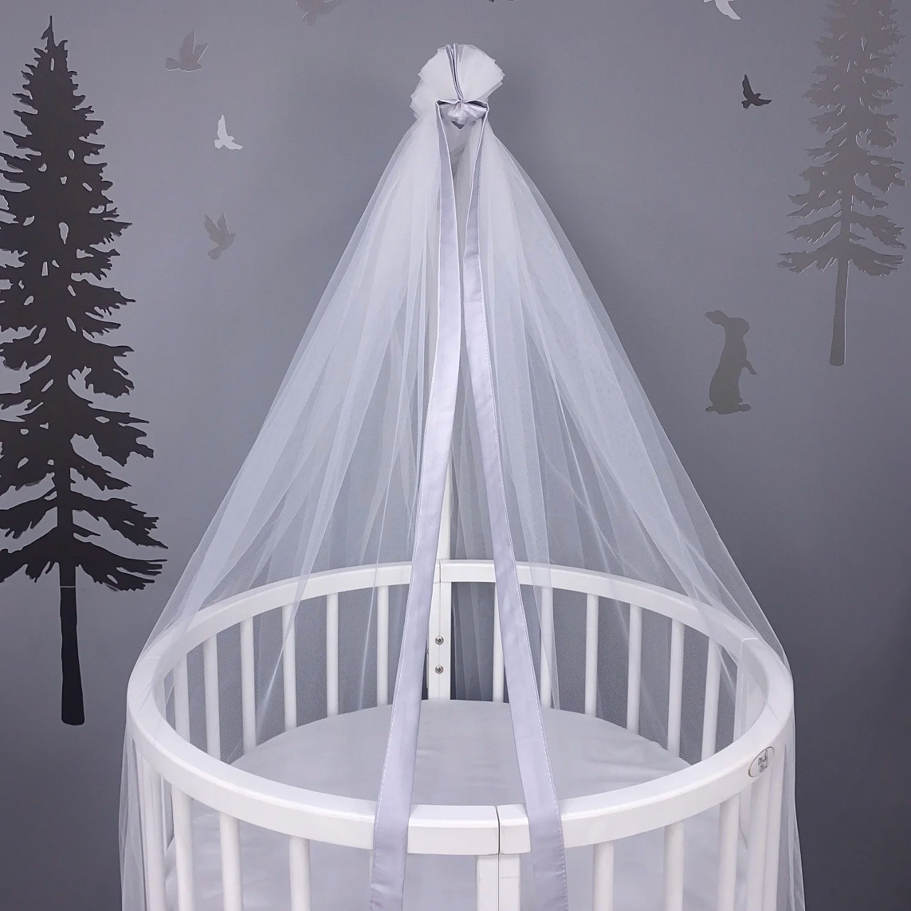 Балдахин Minki Moon фатин на кроватку двухслойный 1