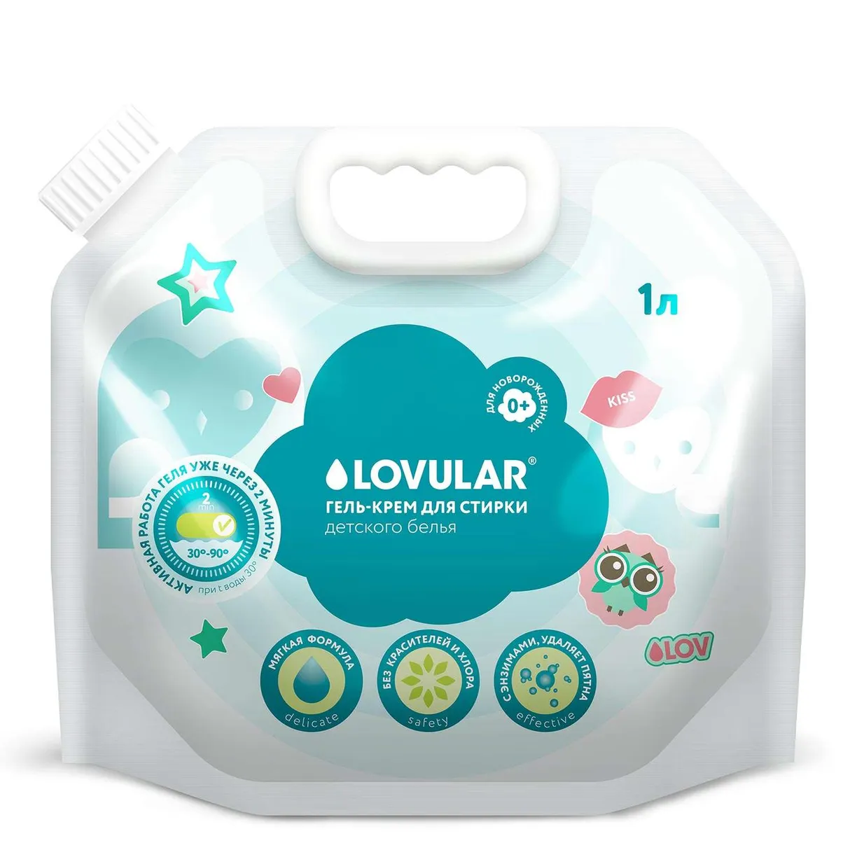 Гель-крем для стирки детского белья LOVULAR SWEET KISS 1л. 1