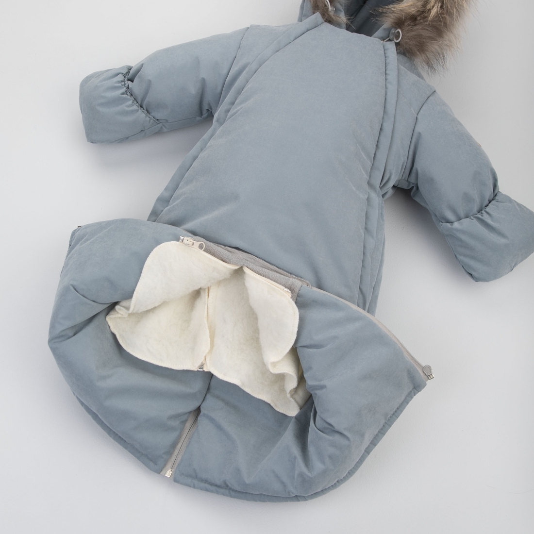 Комбинезон-трансформер Швейная Династия "Вельвет", с опушкой, с отворотами, 3 сезона 3