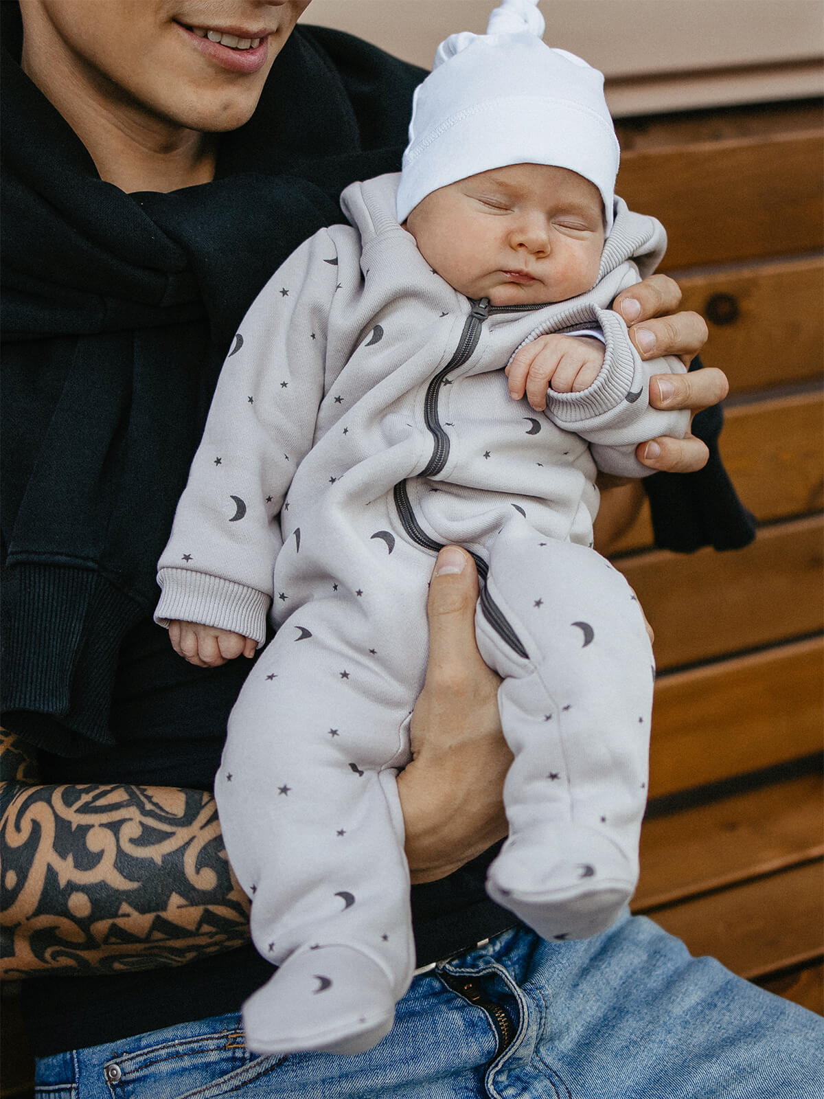 8656106_СОВ__3_ Утеплённый комбинезон с капюшоном Mjolk White Sand Moons с закрытой ножкой 8