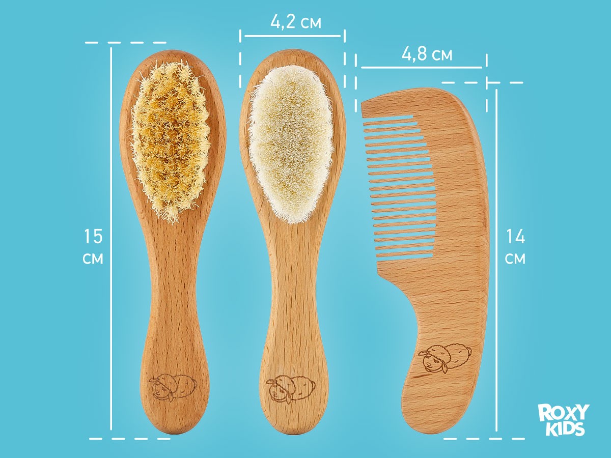 baby_wooden_hairbrushes_ba8dfd12fb Набор 3 в 1 Roxy Kids две расчески-щеточки деревянные c мягкой щетиной и гребень 9