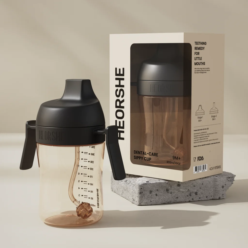 Поильник из силикона и пластика HEORSHE 300 мл 1