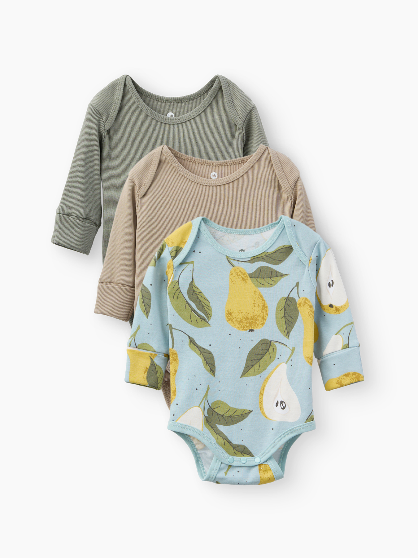 Боди с длинным рукавом детское Happy Baby (набор 3 шт.) pear 6