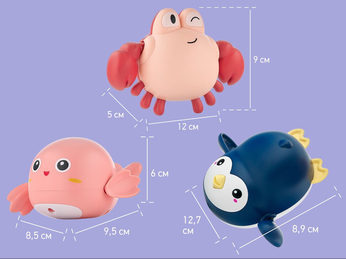 clockwork_bath_toy_set_3_6b3cb40d76 Игрушки для ванной заводные Roxy Kids 3 шт (птичка, краб, пингвин) 9