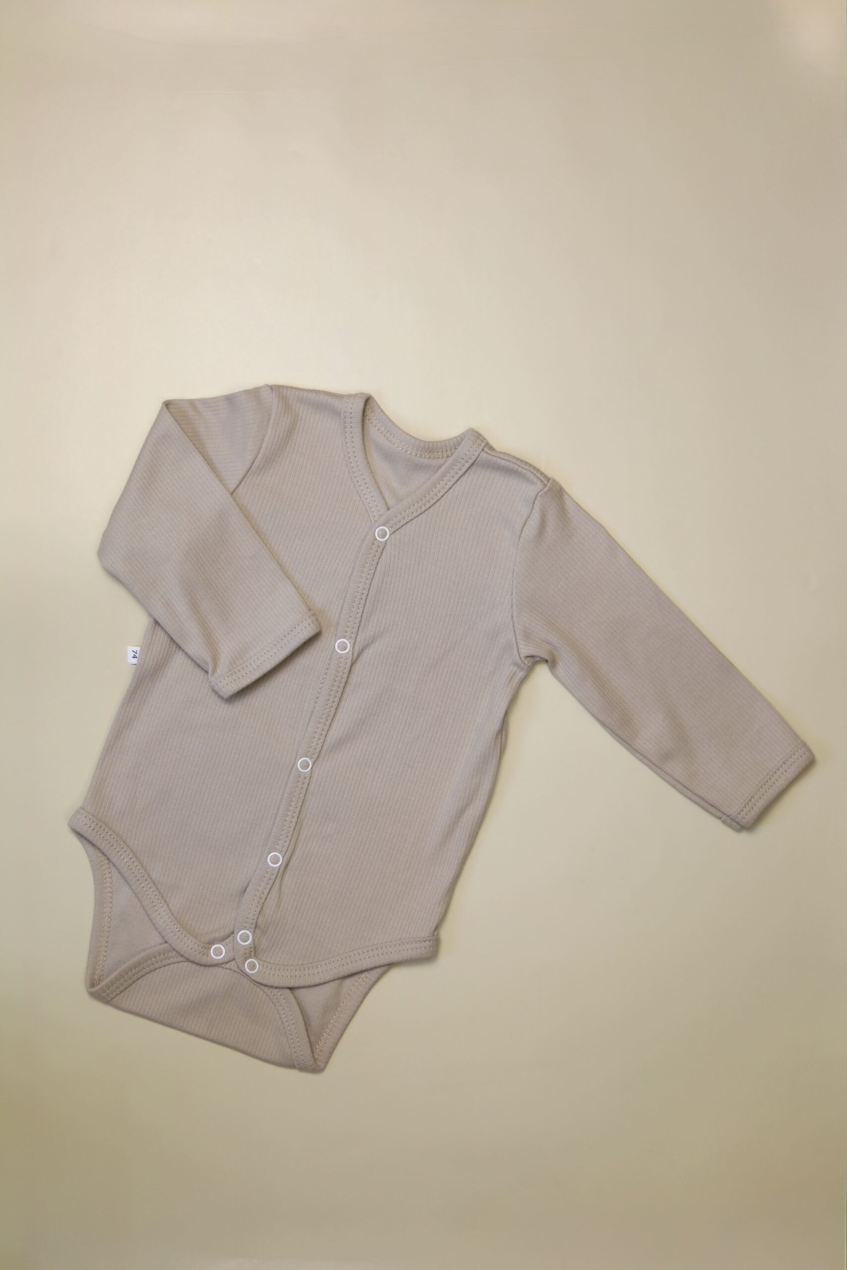 Боди MATUSHKIN прямая застежка, длинный рукав, швы внутрь, интерлок-лапша, цвет серо-бежевый