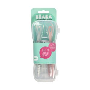 Набор эргономических ложек Beaba 2 ERGO 1ST AGE SPOONS+BOX PINK