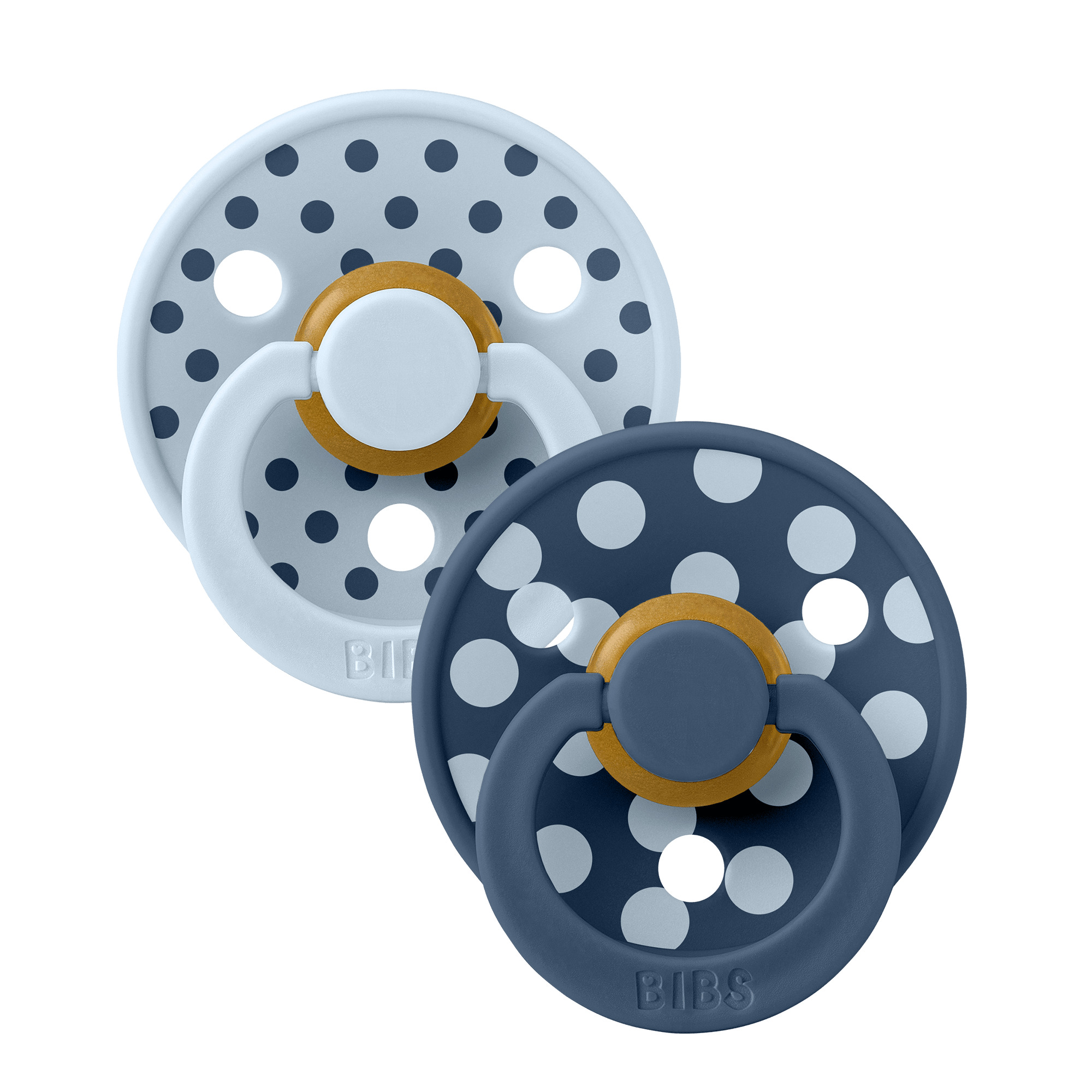 Набор пустышек латексных BIBS Studio Colour, 2 шт. – Polka, 6+ мес